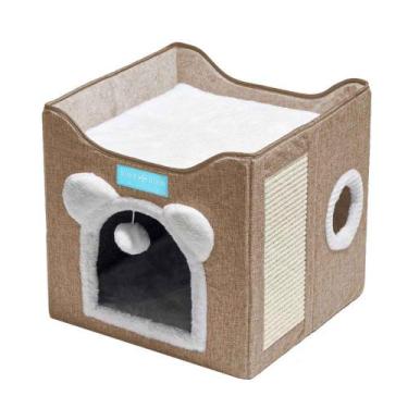 Imagem de Cama para Gatos com 2 Andares Dobrável Casinha Com Arranhador Pet Toca