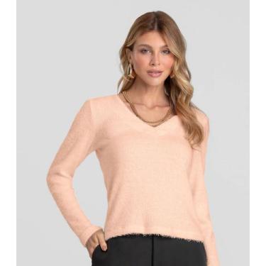 Imagem de Blusa Feminina Manga Longa Dianna Rosa, P, Rosa
