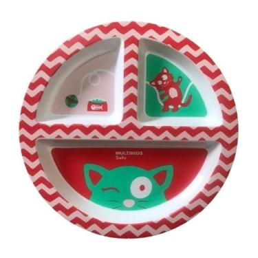 Imagem de Prato Infantil Bebê Com Divisórias Rosa Multikids Baby