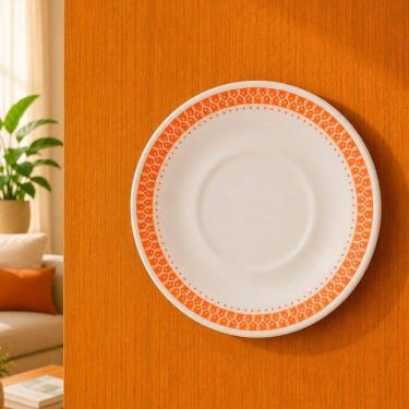 Imagem de Pires Decorativo de Parede com Suporte Fixação Cerâmica Branco