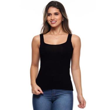 Imagem de Regata Lisa Feminina Anistia Básica Viscolycra Alça Larga Confortavel 