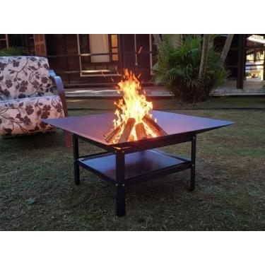 Imagem de Lareira Externa 80cm p/ Jardim a Lenha Aquecedor Fogueira Fireplace Po
