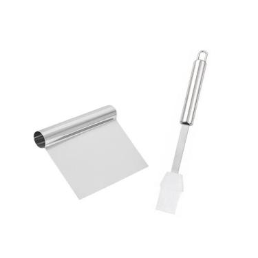 Imagem de Espátula Raspadora Inox Pincel Culinário Silicone Branco 2un - casa ch