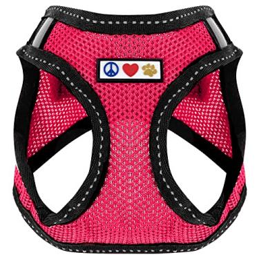 Imagem de Pawtitas peitoral de malha reflexiva para cães, colete ou peitoral de treinamento para cães caminhadas do seu filhote/cão – chega de puxar, puxar, asfixia, asfixiaPawtitas L Neck 13" Chest 19" rosa