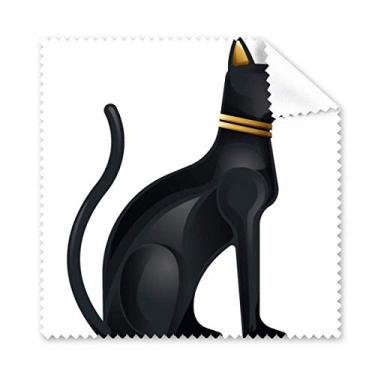 Imagem de Pano de limpeza de tela de telefone com estampa de gato preto abstrato do antigo Egito 5 peças