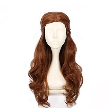 Imagem de Peruca marrom longa coraline longa solta encaracolada morena feminina pelucas com coque destacável fantasia de halloween peruca divertida trançada updo Victorain (L)