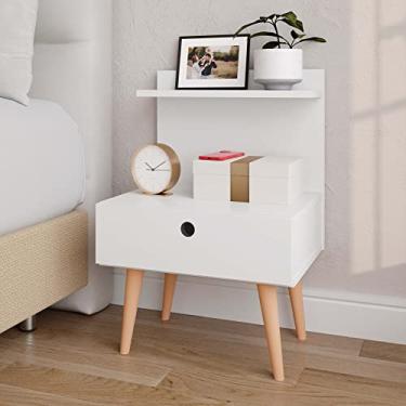 Imagem de Mesa de Cabeceira com 1 Gaveta Retrô Nina (Branco)