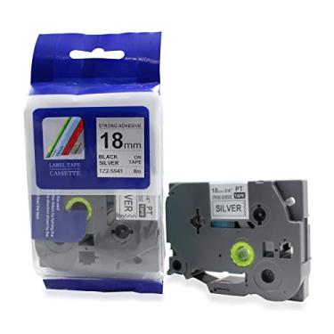 Imagem de Fita Compatível com TZ-S941, TZe-S941 18mm preto sobre prata adesivo extra forte para Rotulador Brother PT-E300 PT-E500 PT-E550W PT-D600