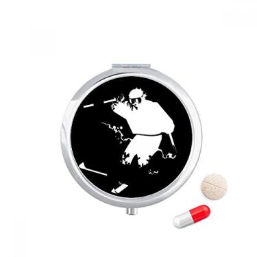 Imagem de Estojo de comprimidos para ilustração esportiva de inverno para esqui preto, caixa de armazenamento de medicamentos, dispensador de recipiente