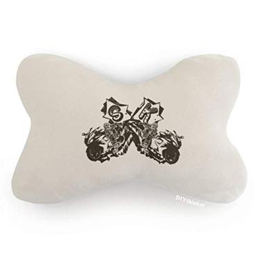 Imagem de DIYthinker Almofada preta para decoração de pescoço para motocicleta, estampa de motocicleta, acabamento de carro, almofada para apoio de cabeça