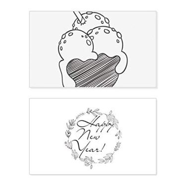 Imagem de Black Bowl Biscuits Bola de sorvete Ano Novo Cartão de felicitações Mensagem de Abençoamento Presente
