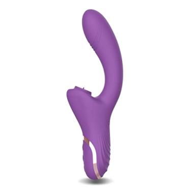 Imagem de Vibrador Feminino Estimulador Língua Clitóris e Ponto G Poderoso 20 Frequências Sexuais Carregador USB À Prova D'água (Roxo)