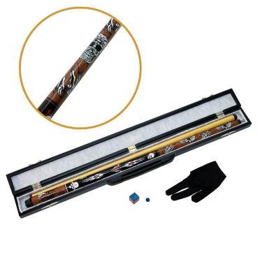 Imagem de Kit Taco de Sinuca Desmontável Marrom Caveira + Maleta Alça Retrátil