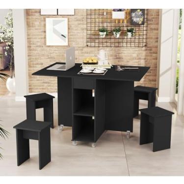 Imagem de Mesa Bancada Dobravel Carlos com Bancos Preto