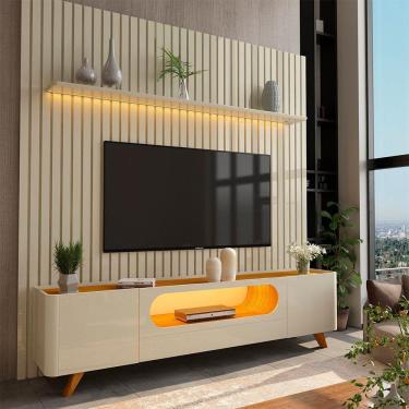 Imagem de Rack Com Painel Nobre 2.3 Com Pés Madeira Off White - Gelius