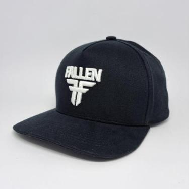 Imagem de Boné Fallen Snapback Sarja Bordado Preto E Branco Aba Reta - Adulto