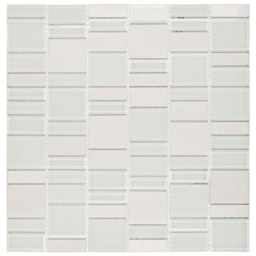 Imagem de Pastilha de Mármore com Vidro e Inox Petrus Branco