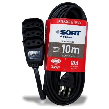Imagem de Extensão Legrand Daneva Sort com 3 tomadas - 10 metros - 10A - Novo Padrão - Preta - DN1914
