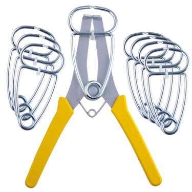 Imagem de Kit de braçadeiras de mola Feiyang Miter para trabalhos em madeira, molduras para fotos, acabamento de madeira, molduras, ., 8 Clamps / 1 Pliers /Old edition