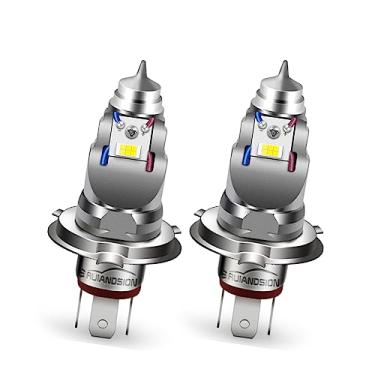 Imagem de Ruiandsion 2 peças H4 9003 HB2 HS1 Lâmpada de farol de motocicleta de LED Hi/Lo Beam 35W 35000LM DC 8-24V 12SMD Chips de LED Super Brilhante Kit de Conversão Plug and Play, Branco + Amarelo