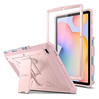 Imagem de Fintie Capa à prova de choque para Samsung Galaxy Tab S6 Lite de 10,4 polegadas 2024/2022/2020, Tuatara Capa robusta híbrida com suporte de proteção de tela integrada, ouro rosa
