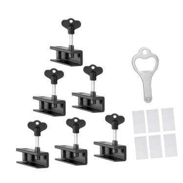 Imagem de HEMOTON 6 Unidades Fechaduras De Porta Fechadura De Segurança Para Porta Deslizante Fechaduras De Batente De Porta Fechadura Da Porta De Vidro Liga De Alumínio Limitador Escritório Janela