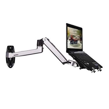 Imagem de Suporte de parede de mola mecânica de liga de alumínio, suporte para laptop, movimento total, suporte para monitor de laptop, suporte para laptop (prata)