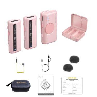 Imagem de 7Ryms iRay DW10 Mini microfone de lapela sem fio de canal duplo com Denoise, funções de reverberação para smartphone, computador, gravação de câmera, Vlog, transmissão ao vivo, entrevista-Rosa