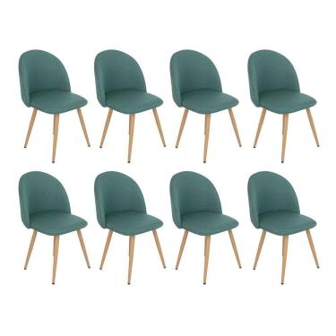 Imagem de Kit 8 Cadeiras Estofadas Jantar Cozinha Maite Sedona Linho Verde Escuro