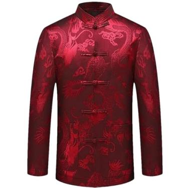 Imagem de Casaco masculino primavera outono estilo chinês roupas casuais jaqueta masculina vintage China clássico ano novo roupas, G vermelho, G