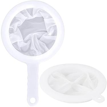 Imagem de Xeahung Coadores e escorredores de plástico, filtro de malha fina, filtros de malha de nylon para cozinha, pequeno coador de malha com alça filtro de alimentos de malha 400 para chá, coquetéis, suco,