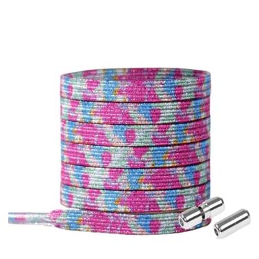 Imagem de Elastic Locking ShoeLace Metal Lock Shoe Laces Women No Tie Shoes Lace Kids Adult Unisex Sneakers Laces Strings (Color : Multicolor Rose)