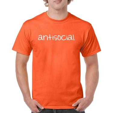Imagem de Camiseta anti-social engraçada humor introvertido pessoas sugam ficar em casa anti social clube sarcástico geek camiseta masculina, Laranja, M