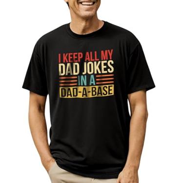 Imagem de Camiseta masculina I Keep All My Dad Jokes estampada para o Dia dos Pais de algodão, Preto, 4G