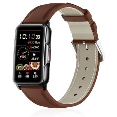 Imagem de Lzwldan Pulseiras de couro compatíveis com relógio inteligente Mindrose H80 de 1,5 polegadas, pulseira de substituição de couro genuíno macio para Mindrose H80 Fitness Trackers IP68 para mulheres e