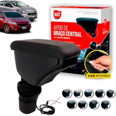 Imagem de Apoio de Braço Onix E Prisma Ano 2012 Até 2019 C/Usb (Preto C/Linha Preta)