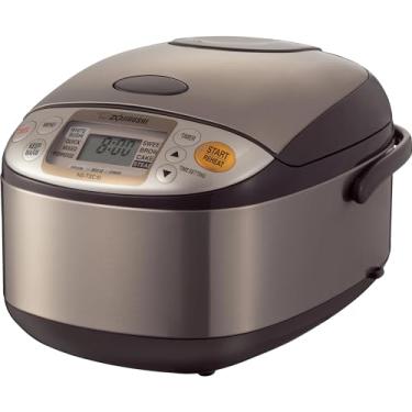 Imagem de Zojirushi Fogão e aquecedor de arroz Micom NS-TSC10 5,5 xícaras inoxidável/marrom