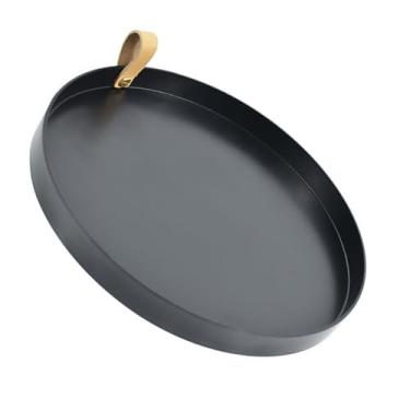 Imagem de Bandeja de armazenamento de 2 peças Bandeja de joias Bandeja redonda Suporte de joias de plástico Placa de armazenamento de cosméticos Pu Palete de plástico Bandeja organizadora de mesa Bandeja de bri