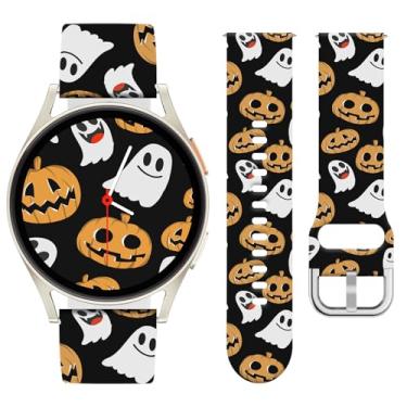 Imagem de Watbro Pulseira de relógio de Halloween compatível com Samsung Galaxy Watch 7/FE/6/5/4 com pingentes, pulseira esportiva de silicone macio de 20 mm para Garmin Vivoactive 5/Vivoactive 3 Smart Watch