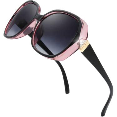 Imagem de The Fresh Óculos de sol femininos grandes quadrados Jackie O Cat Eye Hybrid Butterfly Fashion - Embalagem requintada, 732705 Cristal Borgonha, Large