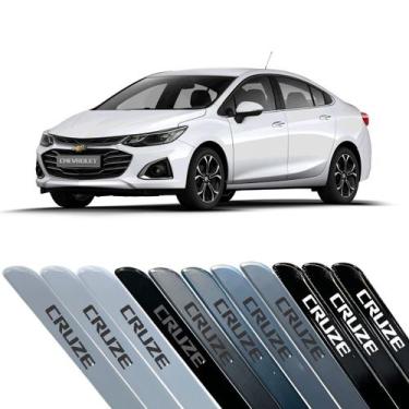 Imagem de Jogo Friso Slim Lateral Chevrolet Cruze Original com Grafia, Branco Ab