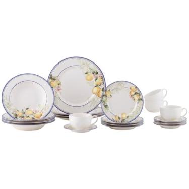 Imagem de Aparelho de Jantar e Chá 20 Peças Alleanza de Cerâmica Branco e Azul R