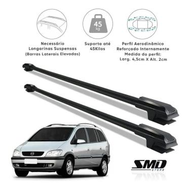 Imagem de Rack travessa de teto aluminio gm zafira 1998 a 2012 preto preto especifico