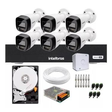 Imagem de Kit 6 Cameras de Segurança Intelbras 1120b Full Color, Dvr 8 Canais C/