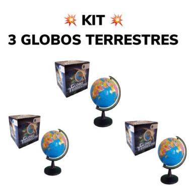 Imagem de Kit 3 Globos Terrestre Giratório Politico - 23cm x 16cm - GLB-01-1 - D