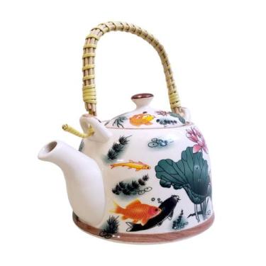 Imagem de Bule de Chá Oriental Grande Porcelana Infusor de Inox 900ml - MultiA, 