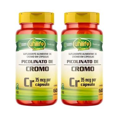 Imagem de KIT C/2 Un. Suplemento Picolinato De Cromo 500mg Vegan 60 Cápsulas - U