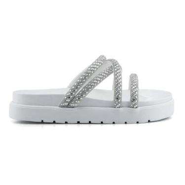 Imagem de Sandália Feminina Papete Rasteirinha Flat - J.REI MULTMARCAS, Branco, 