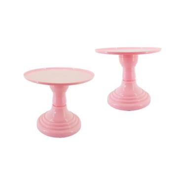 Imagem de Boleira de Plástico Suporte de Doce 23cm - Aliança, Rosa