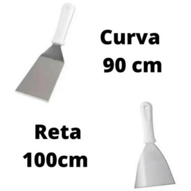 Imagem de Kit Espatula Reta E Curva P/ Lanche Chapa - UDBRAS
